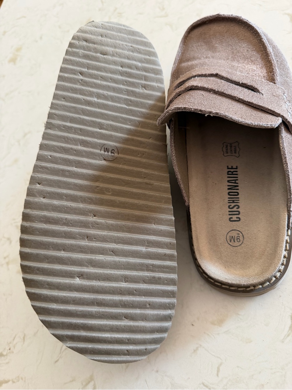 Cushionaire Women's Taupe Suede Slip-On Mule